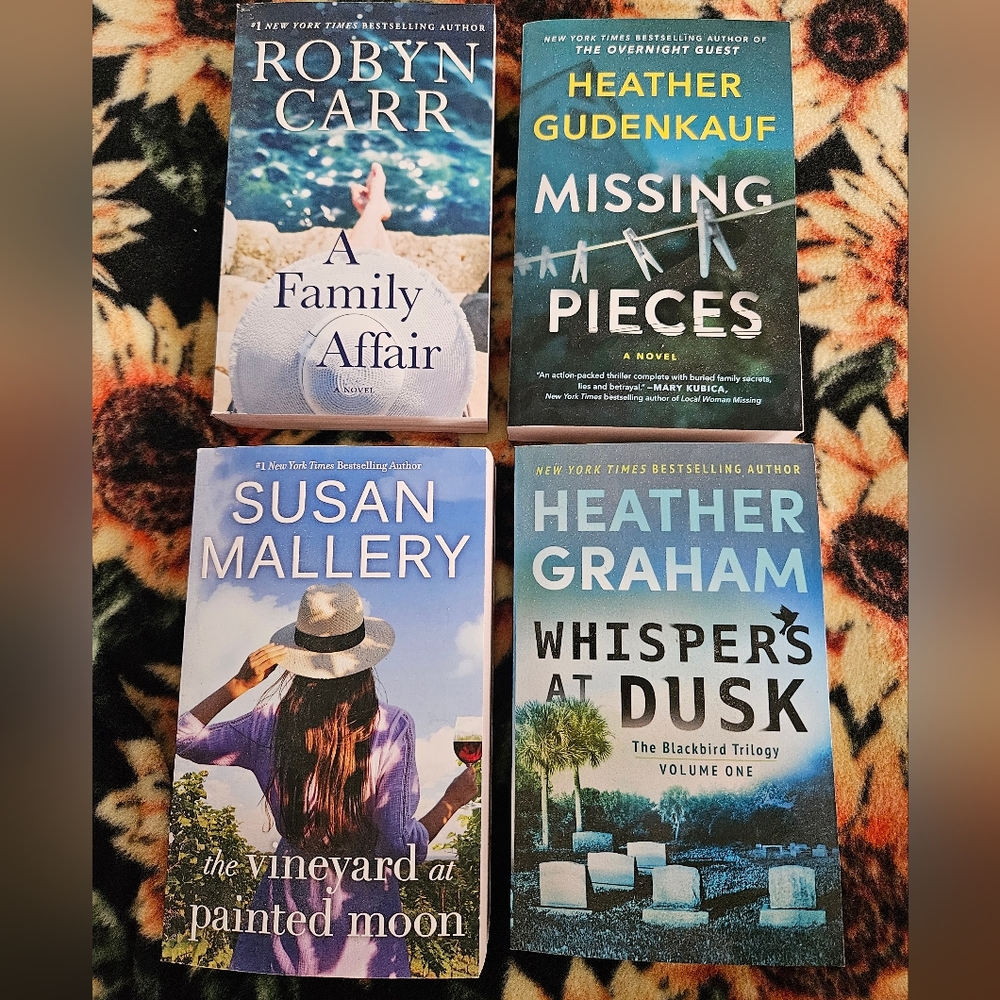 Colorful Book Set of 4 Mystery, Romance, Fiction Novels w/ Engaging Titles